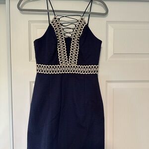 Lilly Pulitzer Elegant Navy Blue Lace-Up Dress